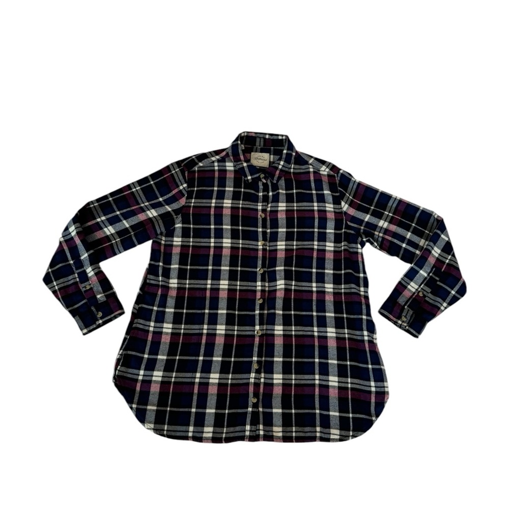 Jachs New York Shirt Women’s SZ Large Girlfriend Blue Plaid Button Up Pockets